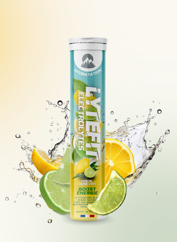 Pastilles d'électrolytes Lytefit saveur citron jaune vert - Tube de 20 pastilles effervescentes
