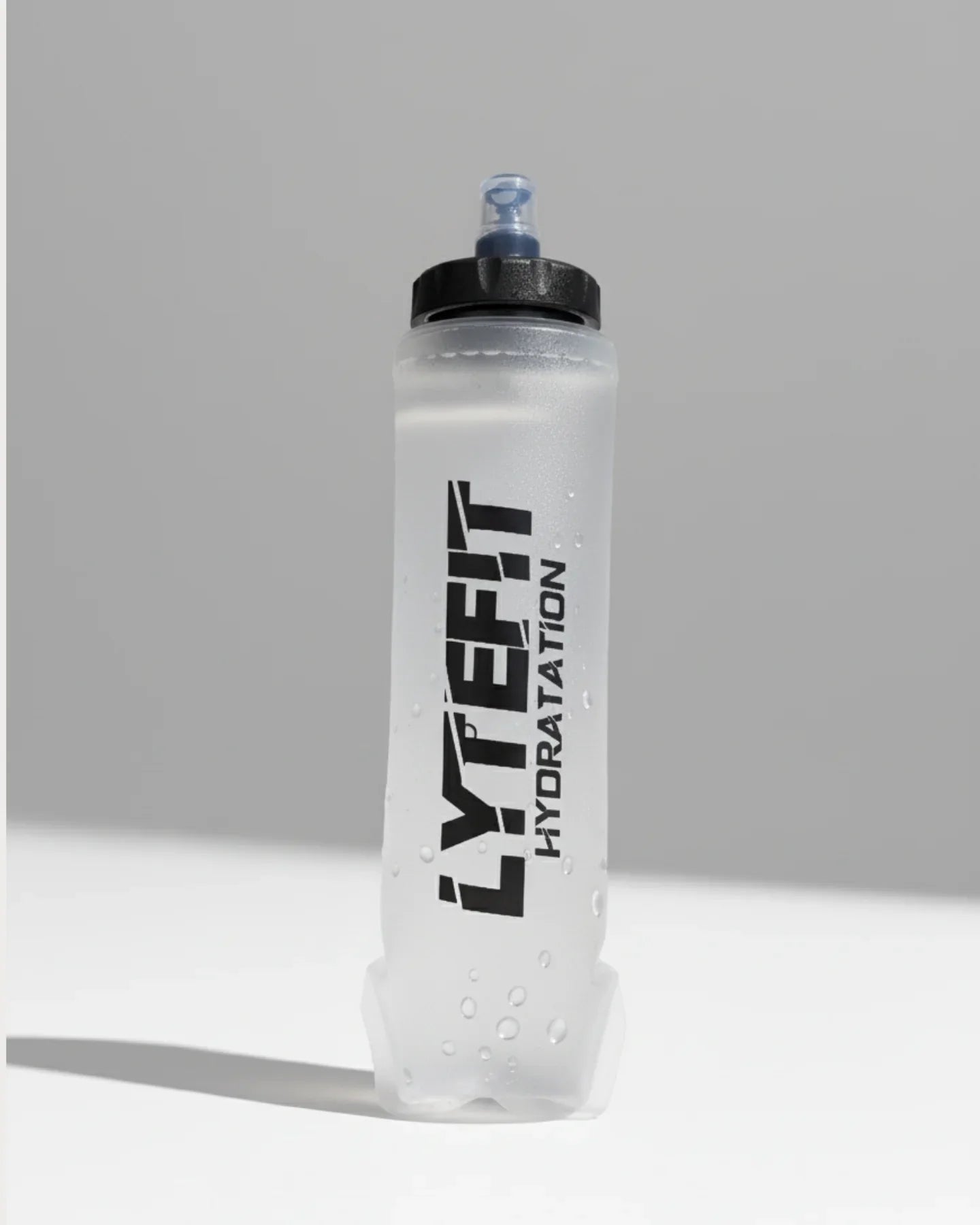 Flasque souple Lytefit transparente - Vue de face avec logo - 500ml running et trail